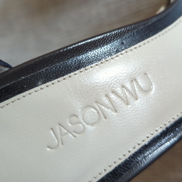 Jason Wu Lizard Textured Leather Peep Toe Mob Wife Platform Heels 37.5 US 7.5 - Picture 6 of 13